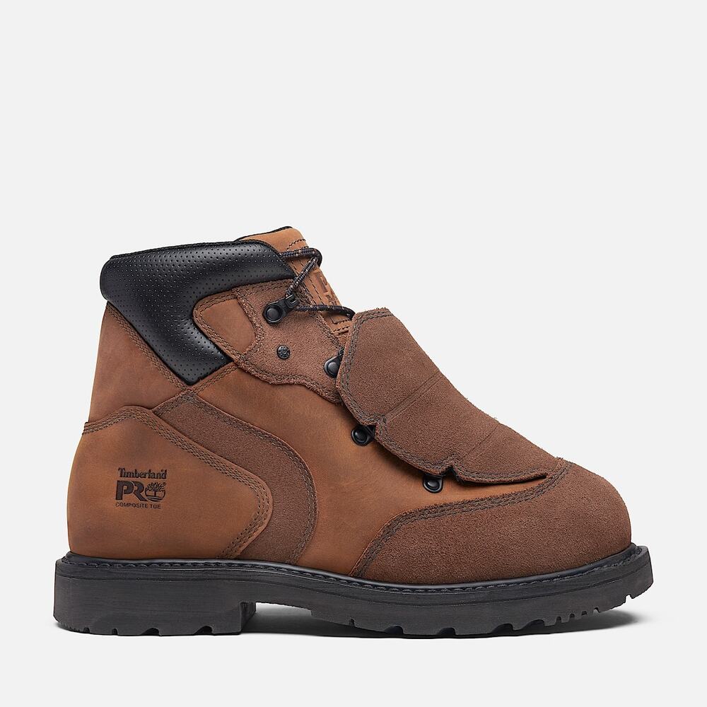 TIMBERLAND PRO MEN'S 8.5 WIDE COMPOSITE TOE WORK BOOTS WHEAT BROWN 6 INCH NIB